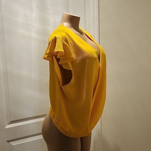 BRAND NEW ZENOBIA TOP CURVY V-NECK RUFFLE SLEEVE WOMEN'S BLOUSE - Picture 6 of 13